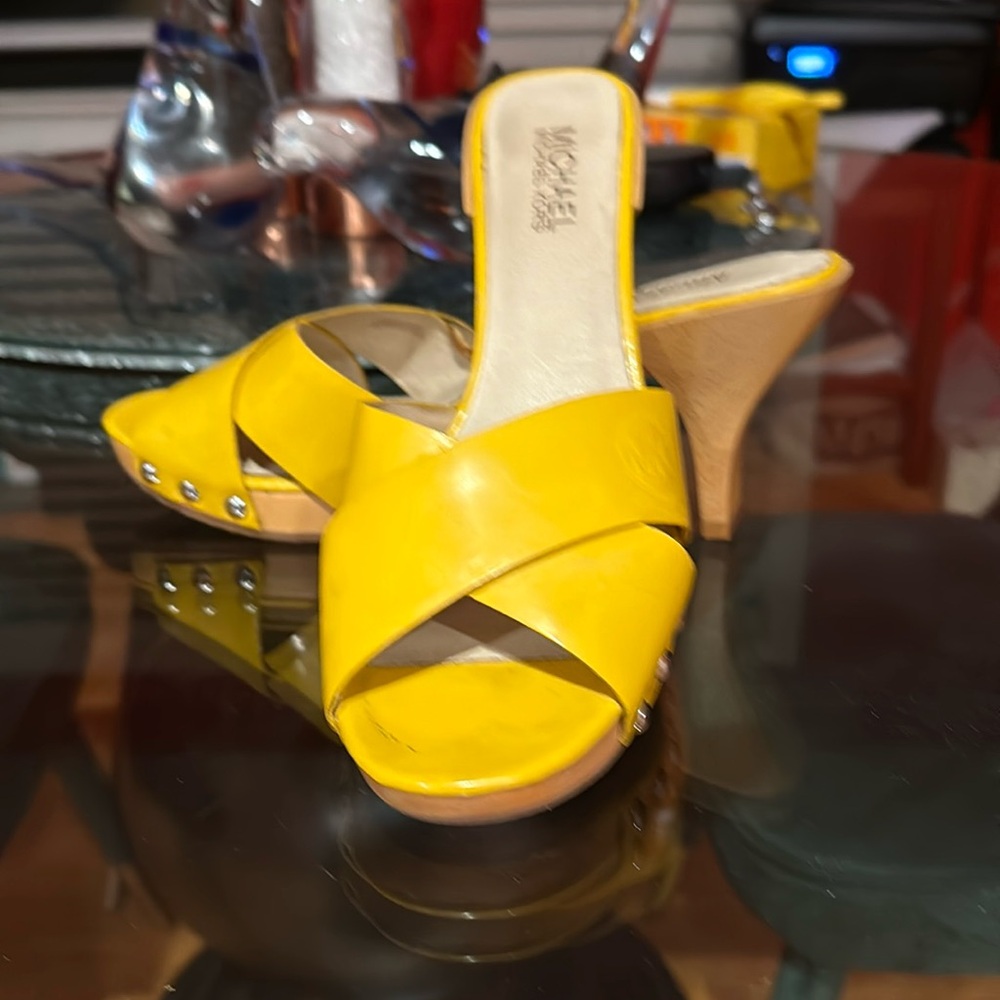 Yellow Michael Kors, sandals with wooden heel
